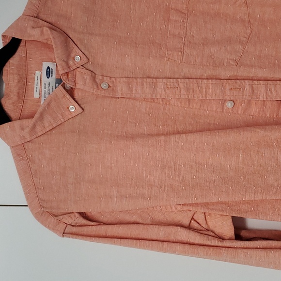 Old Navy Mens XL orange w white Mens long sleeve Casual Button Down - Picture 5 of 11